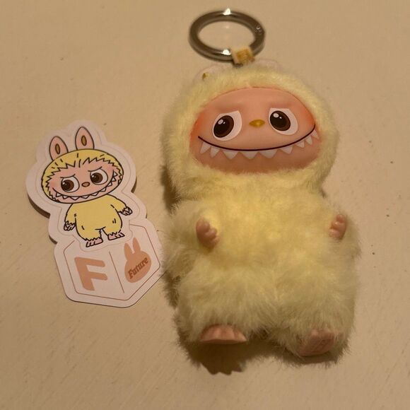 Authentic PopMart Labubu The Monsters Pin for Love Series “F” Yellow Plush Penda - Picture 2 of 14